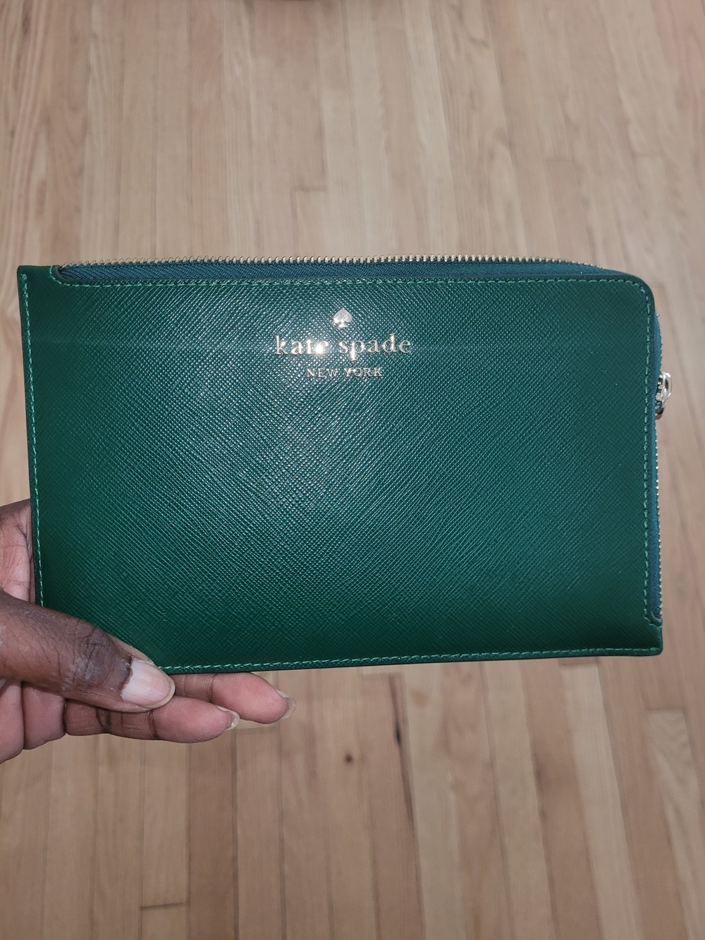 Kate Spade Lucy Metallic Small L-Zip Wristlet - Pristine Green
